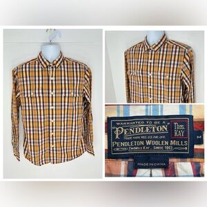 Pendleton Fairbanks‎ Plaid Shirt Size Medium Button Up 100% Cotton Preppy Office